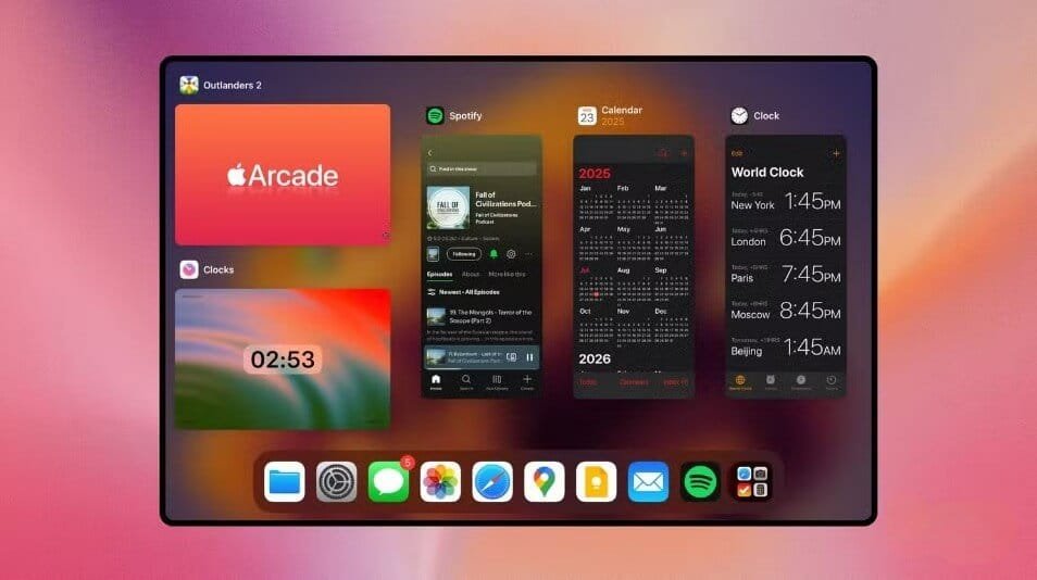 عرض تطبيقات مصغرة عبر ميزة Slide Over في iPad قبل إلغائها في iPadOS 26