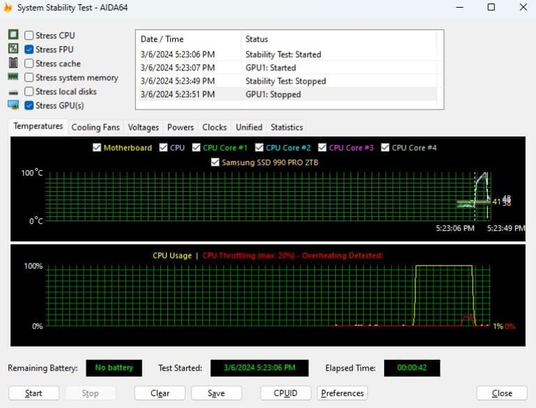 لقطة شاشة لواجهة برنامج AIDA64 توضح اختبار كفاءة الكمبيوتر ومراقبة مكونات الجهاز بالتفصيل.
