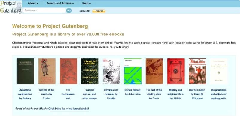 مكتبة Project Gutenberg للكتب الإلكترونية المجانية في الويب العميق.
