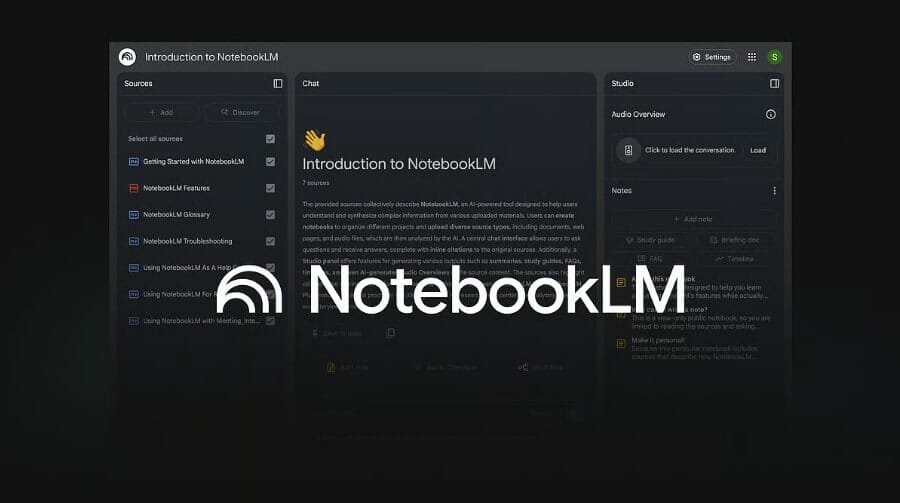 واجهة Google NotebookLM تعرض عملية رفع ملف PDF وتحليل محتواه.