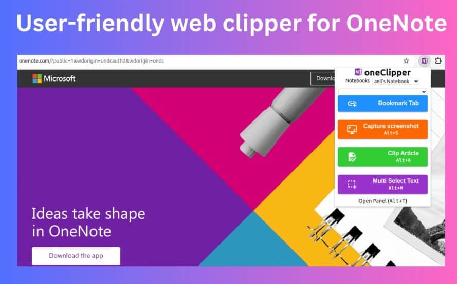 أداة OneNote Web Clipper