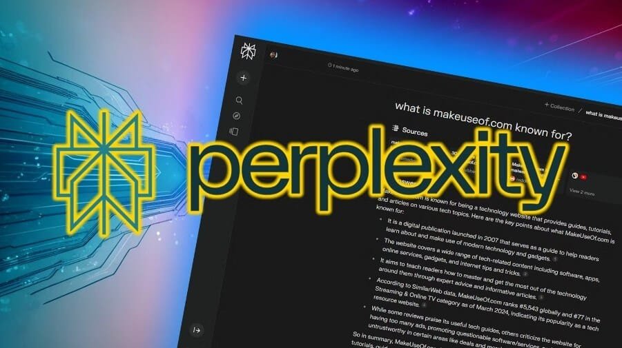 واجهة محرك بحث Perplexity AI تعرض نتائج بحث فورية بمصادر موثوقة.