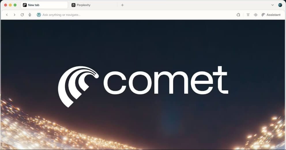 واجهة متصفح Comet Browser الذكي أثناء الاستخدام على نظام ويندوز
