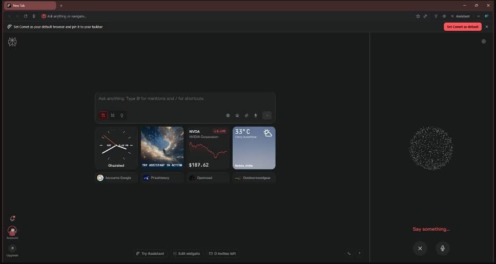 تفعيل الوضع الصوتي في Comet Browser المتصفح الذكي من Perplexity AI
