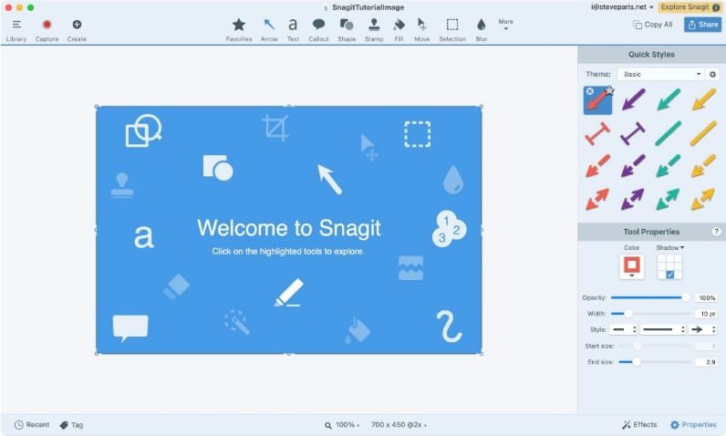 التقاط شاشة Snagit يعمل على نظام ويندوز 11 لالتقاط الصور وتحريرها باحترافية