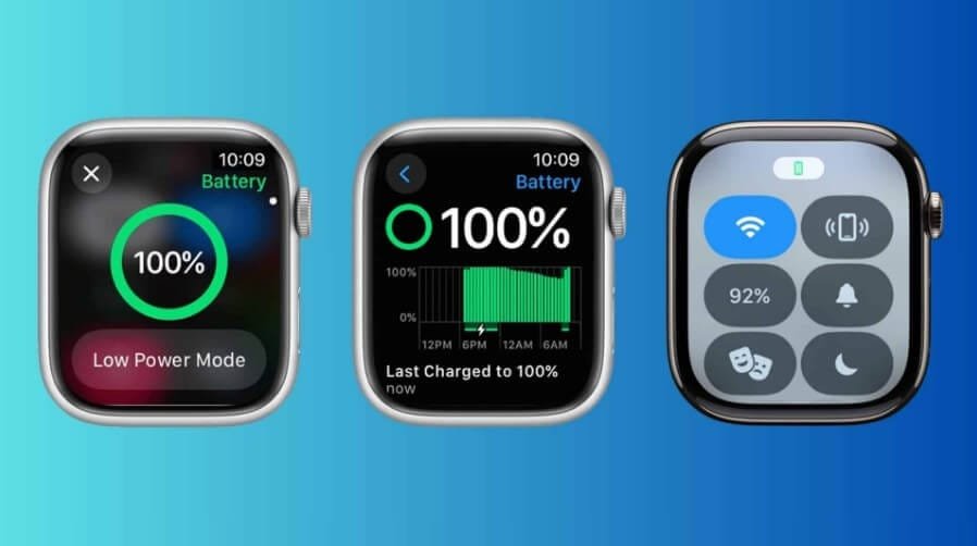 واجهة تطبيق Battery Grapher على ساعة آبل تعرض مستوى البطارية وتاريخ الاستهلاك